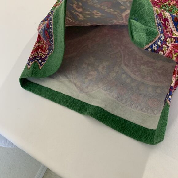 Anthropologie Maeve Sheffield Textured Skirt 4 Blue Pink Floral Straight Pencil - Picture 6 of 10